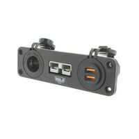 Triple Flush Mount Housing with 50A Plug, Accessory Power Socket & Dual USB Ports